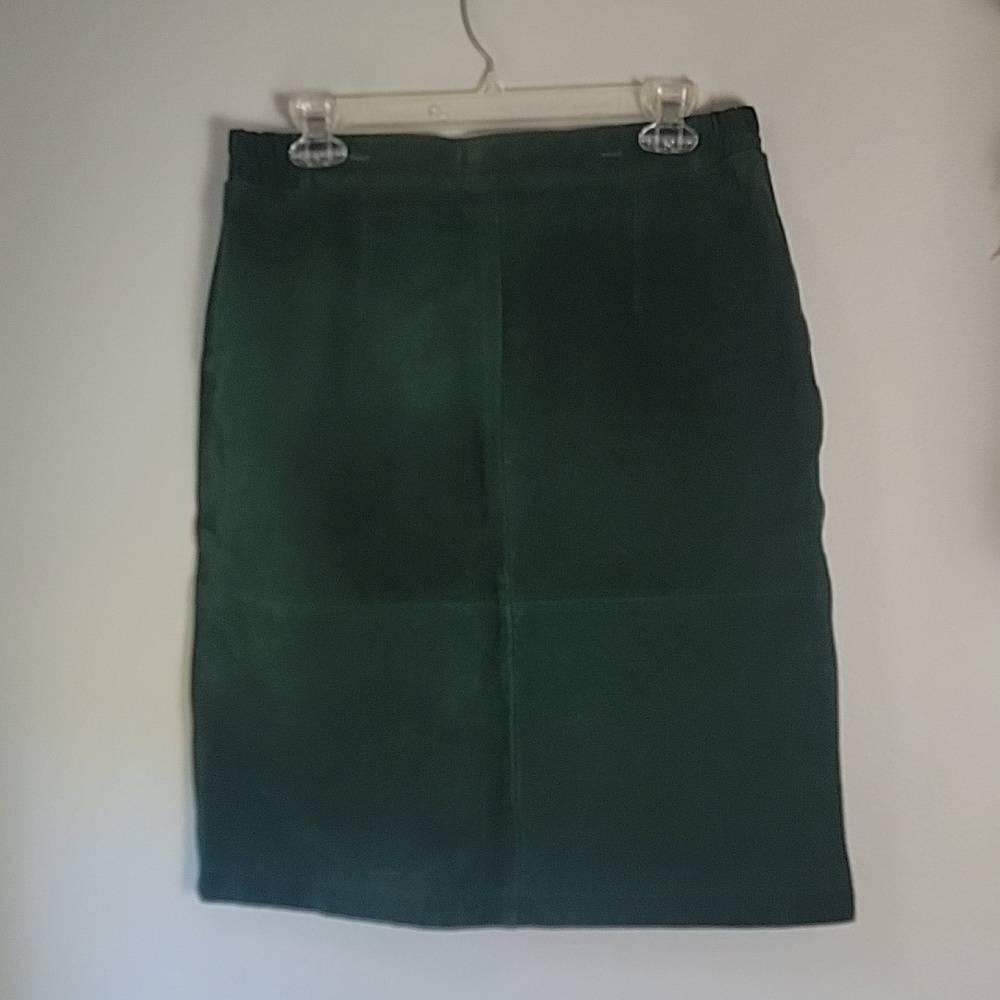 Vintage green 100% leather pencil skirt